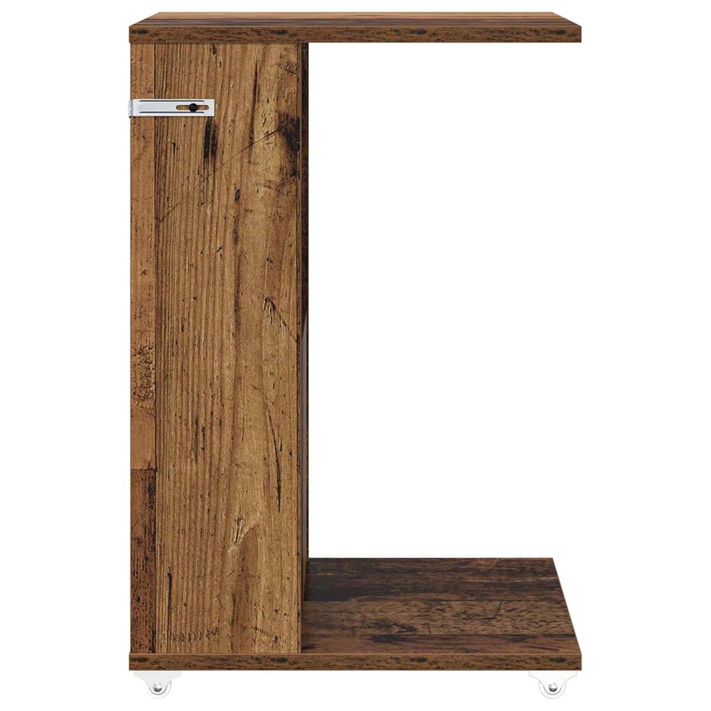 Side Table with Wheels Reclaimed Wood Look 40 x 35 x 60 cm Engineered Wood