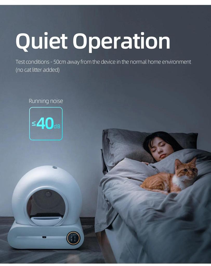 Tonepie Automatic Smart Cat Trash Can Self-Cleaning Arenero Gato Gato 65L App Control Pet Cat Toilet Mat Tray Ion Deodorant