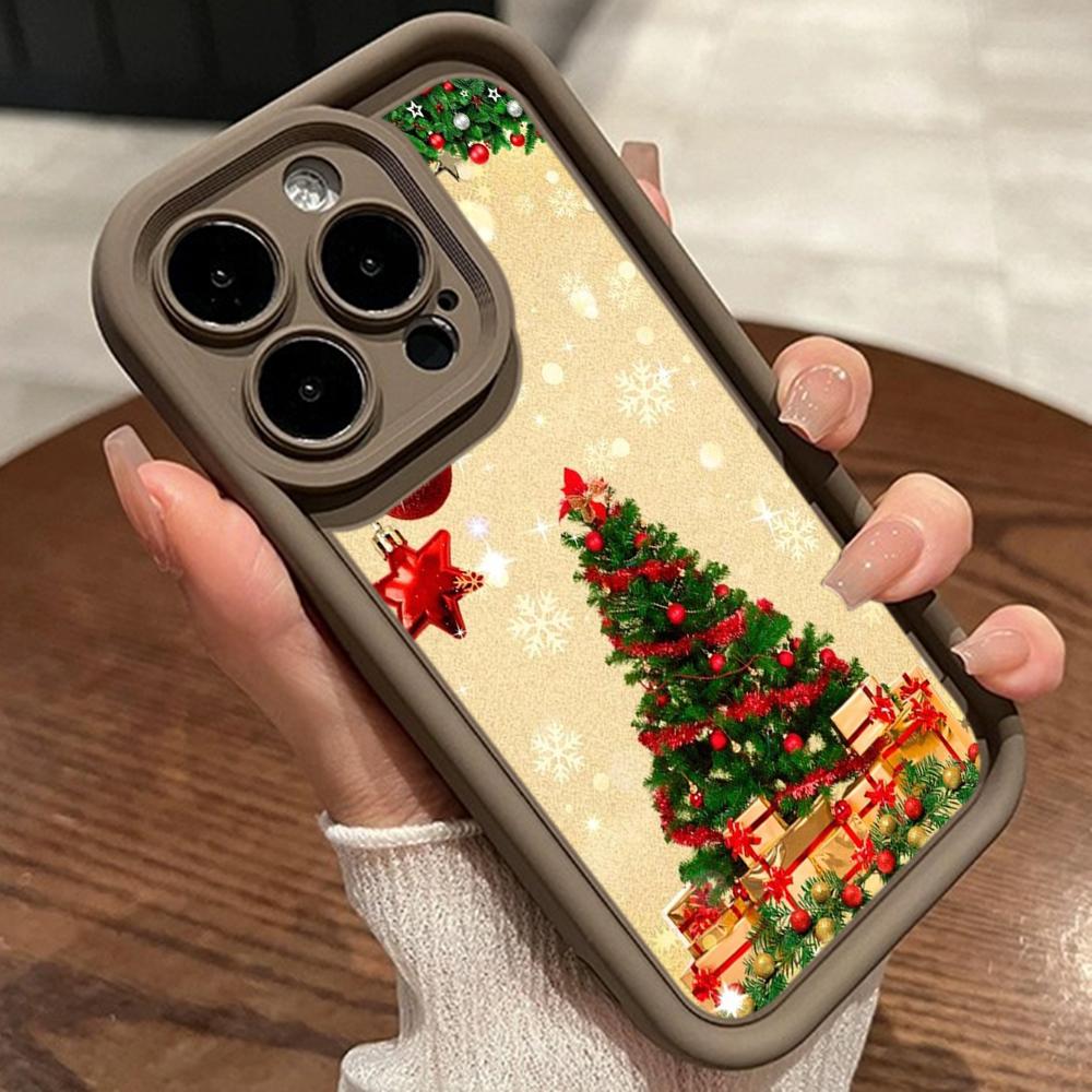 Чехлы для телефонов Ae113 Merry Christmas art Santa design art для iPhone 16 14 13 11 Pro Max 15 7 8 Plus 12 mini XR XS Max Angel Eye Ladder Protective Cover