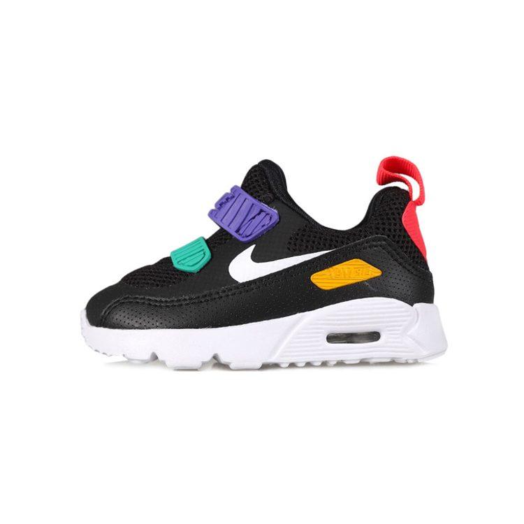 Nike Air Max 90 Амортизация Низкие Беговые Кроссовки Черно-Фиолетовые Для Младенцев И Малышей 881924-014