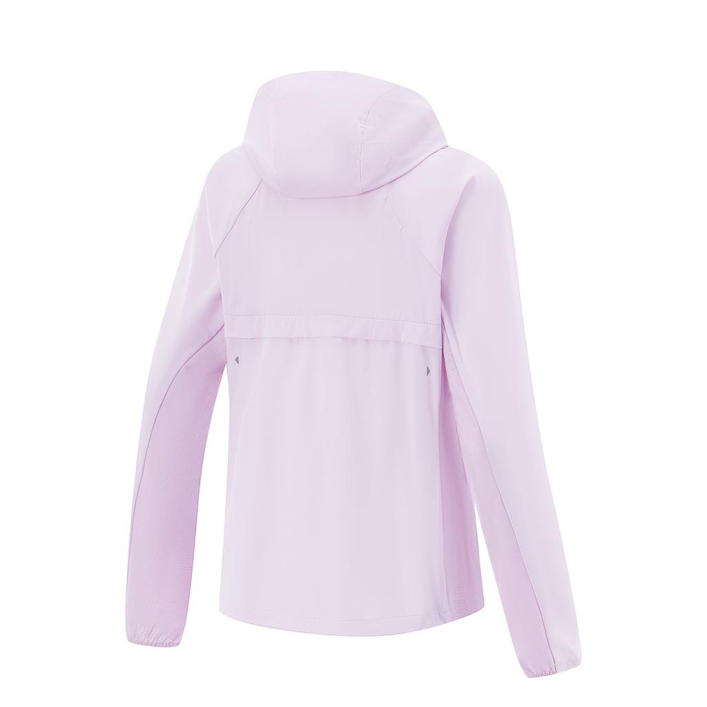 Li Ning Беговая серия Удобная Повседневная Простая Однотонная Толстовка на молнии Универсальная Куртка с зеркальной защитой от солнца Женская куртка Холодный фиолетовый AFDV252-5