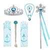 Elsa Princess Accessories Gloves Wand Crown Jewelry Set Elsa Wig Necklace Braid for Princess Dress Clothing Cosplay Dress UP