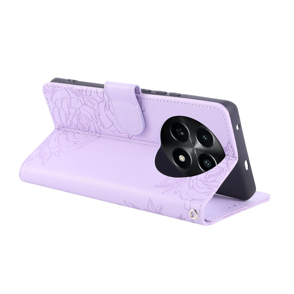 For Realme C65 5G/C63 5G Case Rose Flower PU Leather Wallet Phone Cover with 3 Card Slots