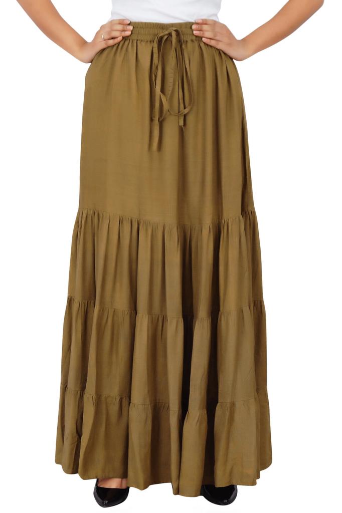 Bimba Длинная расклешенная юбка макси-ярус в стиле бохо с эластичной резинкой на талии из вискозы в стиле бохо