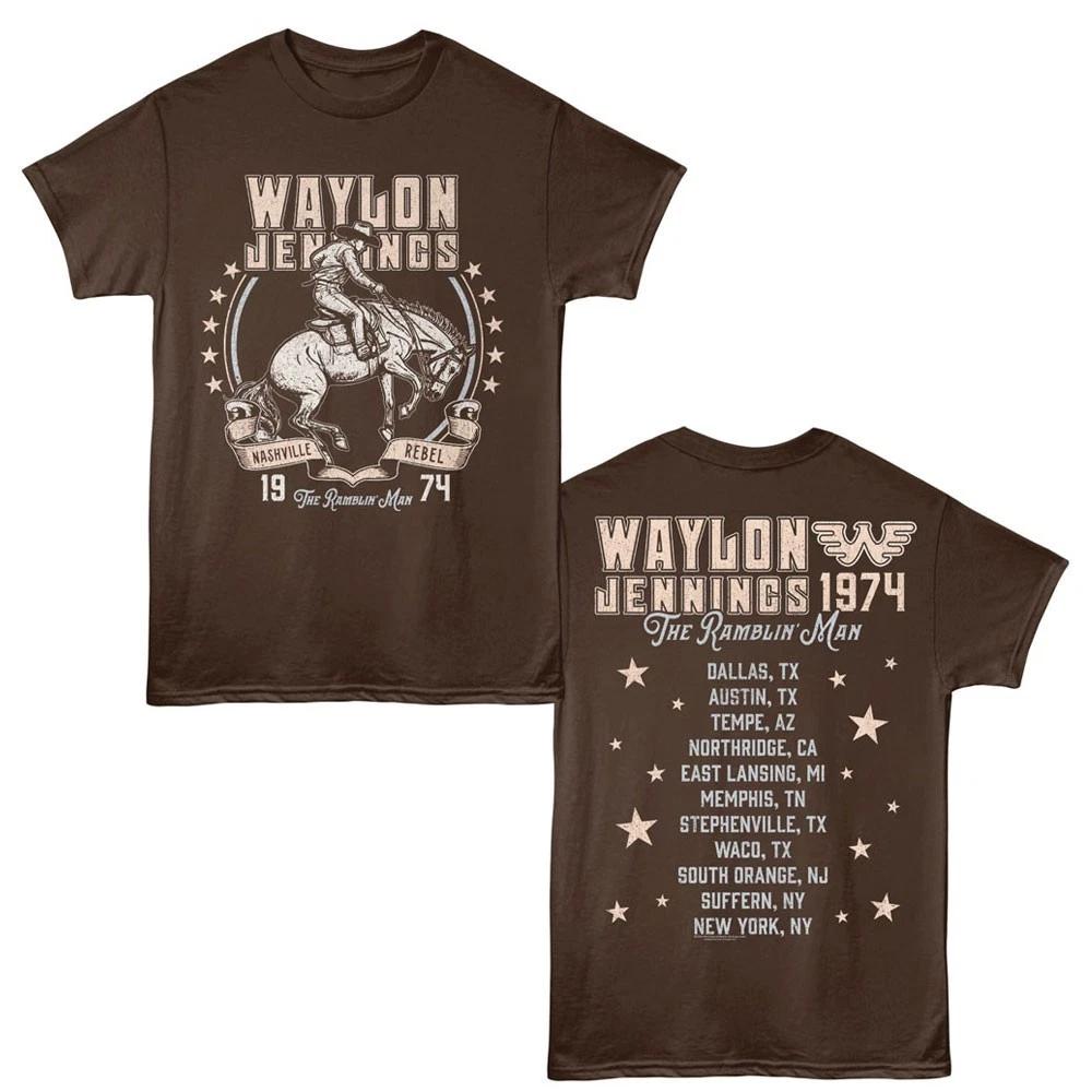Мужская футболка Waylon Jennings The Ramblin Man Nashville Rebel Tour Место 1974