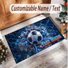 Soccer Theme Soft Crystal Velvet Rug Custom Name & Text Print Non Slip Floor Rug for Bedroom Living Room