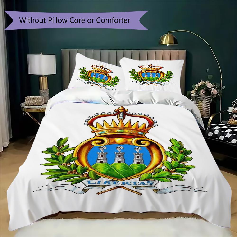 San Marino Pattern Bedding uilt Set uilt Cover Pillowcase Home Decoration Birthday Gift (1 * duvet cover + 2 * pillowcase without core)