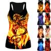 3D Print Tiger Tank Tops for Women Workout Yoga Gym Flame Phoenix Printed Summer Sport Shirts Plus Size Vests for Women