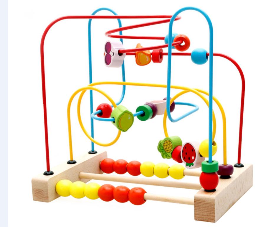 Wooden Fruit & Animal Beads: Educational Toys for Kids' Intelligence & Hand-Eye Coordination Development