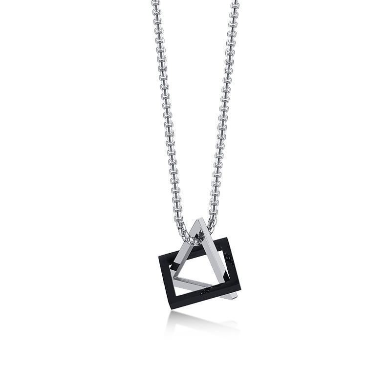 Vnox Geometric Men's Necklaces,Hollow Triangle Pendant,Minimalist Metal Stainless Steel Male Simple Casual Collar Jewelry