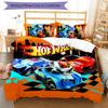 3pcs Hot Wheels logo pattern bedding set duvet cover set includes duvet cover &pillowcases, perfect all season bedroom decoration & gift