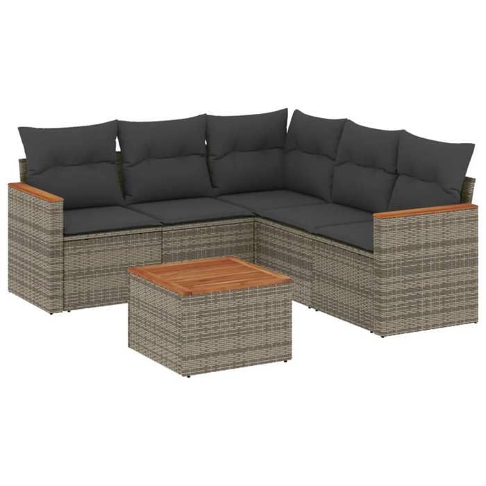 VidaXL Salon de Jardin avec Coussins 6 pcs, Canapés de Terrasse, Ensemble de Meubles de Patio, Mobilier d'Extérieur, Gris 3258371