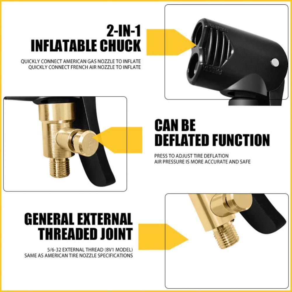 2-in-1 Tire Air Pump Nozzle Deflated Inflatable Pump Connector Car/Bike/Motorcycle