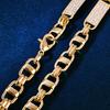 8mm Square Clustered Cuban Chain Necklace For Men Hip Hop Link Gold Color Bling Zirconia Fashion Rock Jewelry