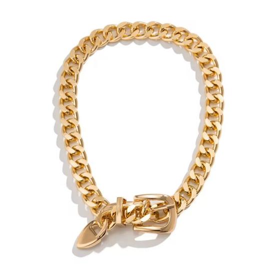 Fine Punk Lock Link Chain Retro Party Necklace Adjustable Belt Buckle Design Jewelry