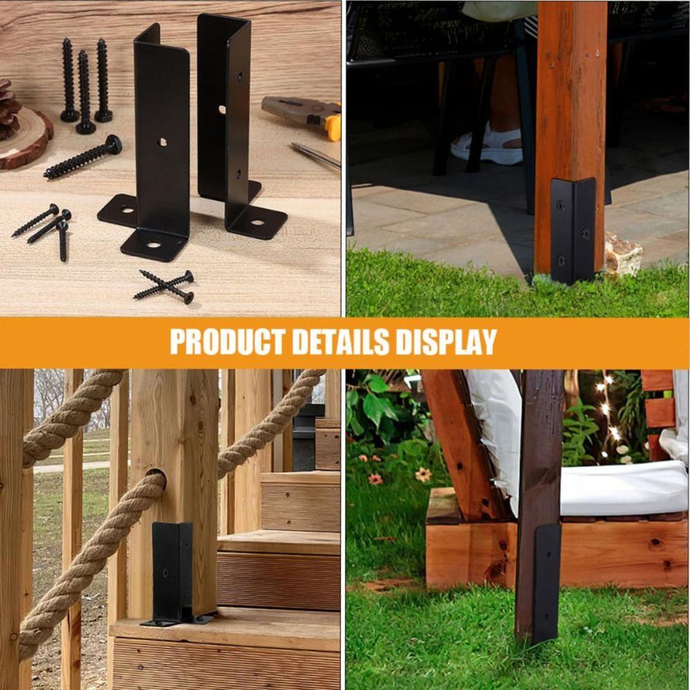 4pcs Adjustable Post Base Brackets Corrosion Resistant Heavy Duty Fence Post Base Support with Screw Metal