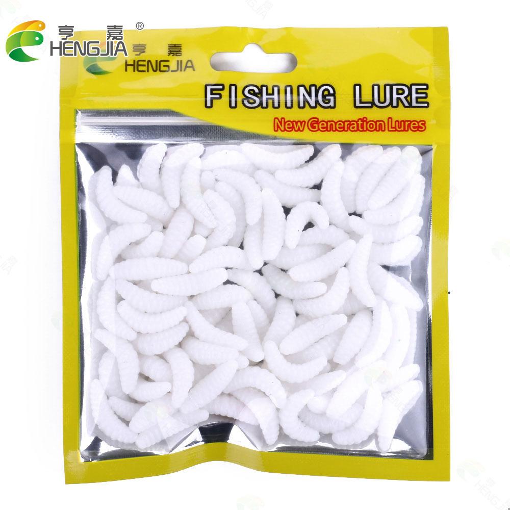 50 шт./коробка Светящиеся силиконовые искусственные приманки в виде хлебного червя, личинки опарыша, мягкие рыболовные приманки, крючки, пахнущие черви, светящиеся приманки