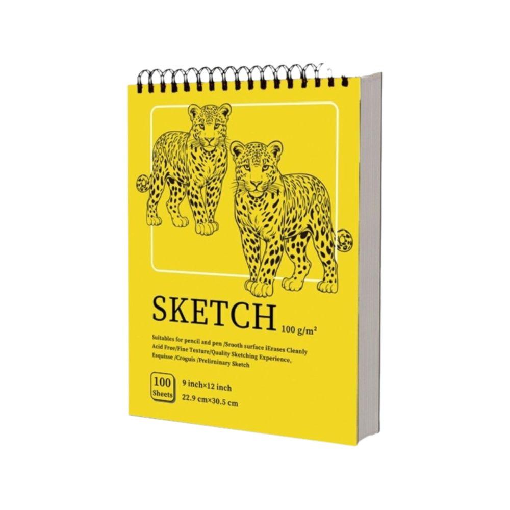 100 Sheets Spiral Bound Artist Sketchbook Perforated Pages Sketching Notebook Crayon Drawing