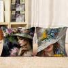 Woman And Flowers Art Oil Painting Personalized Picture Text Home Decorative Pillows Household Gifts 45x45cm