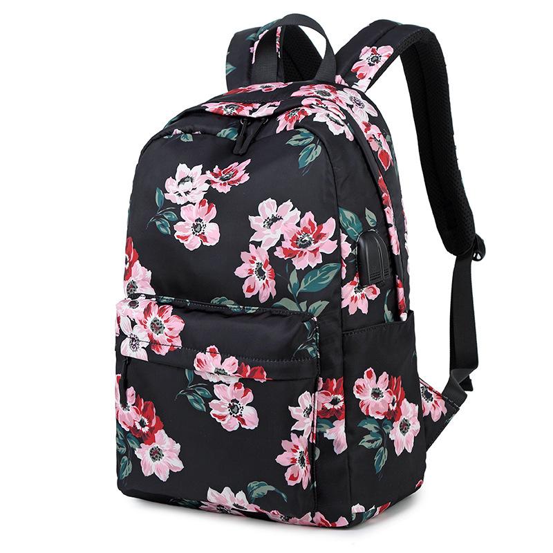 Teens School Backpack Set Girls Women School Bags Lightweight Waterproof Nylon Travel Floral Kids Bookbags Casual Daypack
