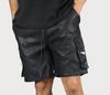 Black Men Gym Short Pants Boxer Genuine Lambskin Sports Leather Casual Stylish