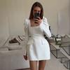 Womens Elegant Square Neck Long Sleeve A-Line Mini Dress Slim Fit Fashion Party Wear