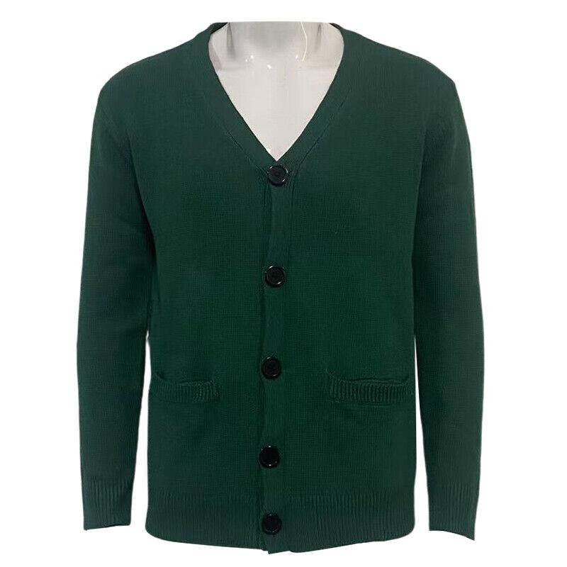 Men Solid V Neck Cardigan Knitted Jumper Long Sleeve Button Up Warm Sweater Tops