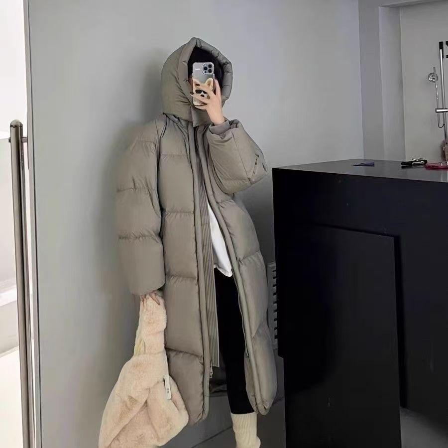 Loose big quilt down cotton jacket schoolgirl winter medium and long knee thickened bread jacket