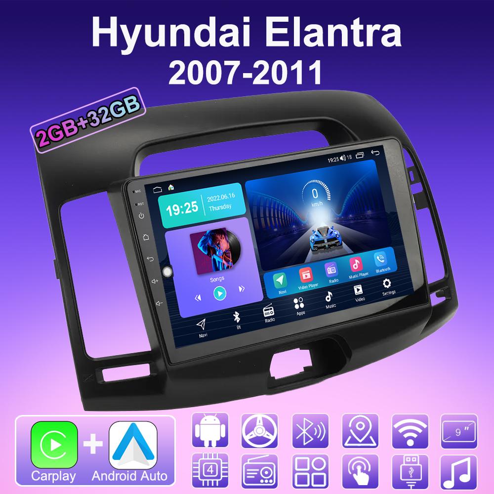 2 DIN Android Carplay Car Radio For Hyundai Elantra 2007-2011 Multimedia Player Head Unit Stereo GPS Navigation BT WIFI 2+32GB