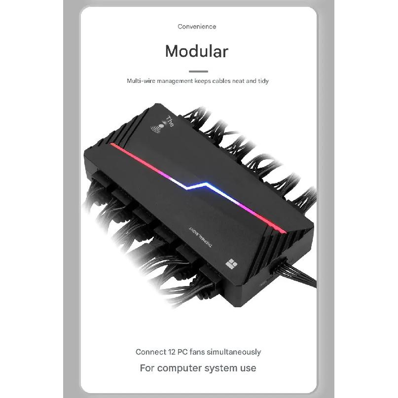 Thermalright ARGB AND FAN HUB X12 IR BLACK&WHITE Supports power supply ARGB lighting interface Supports 12 fans at the same time