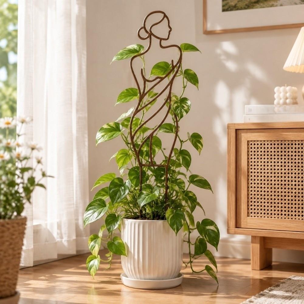 Hollow Out Character Silhouette Plant Stand Strong Load Bearing Garden Plant Trellis Greenhouse