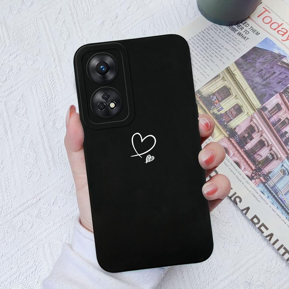Чехол для телефона Oppo Reno 8T 8Z, Сердечко, Защита камеры, Мягкая задняя крышка из жидкого силикона для OPPO Reno8T 4G 5G 8 Lite, Бампер
