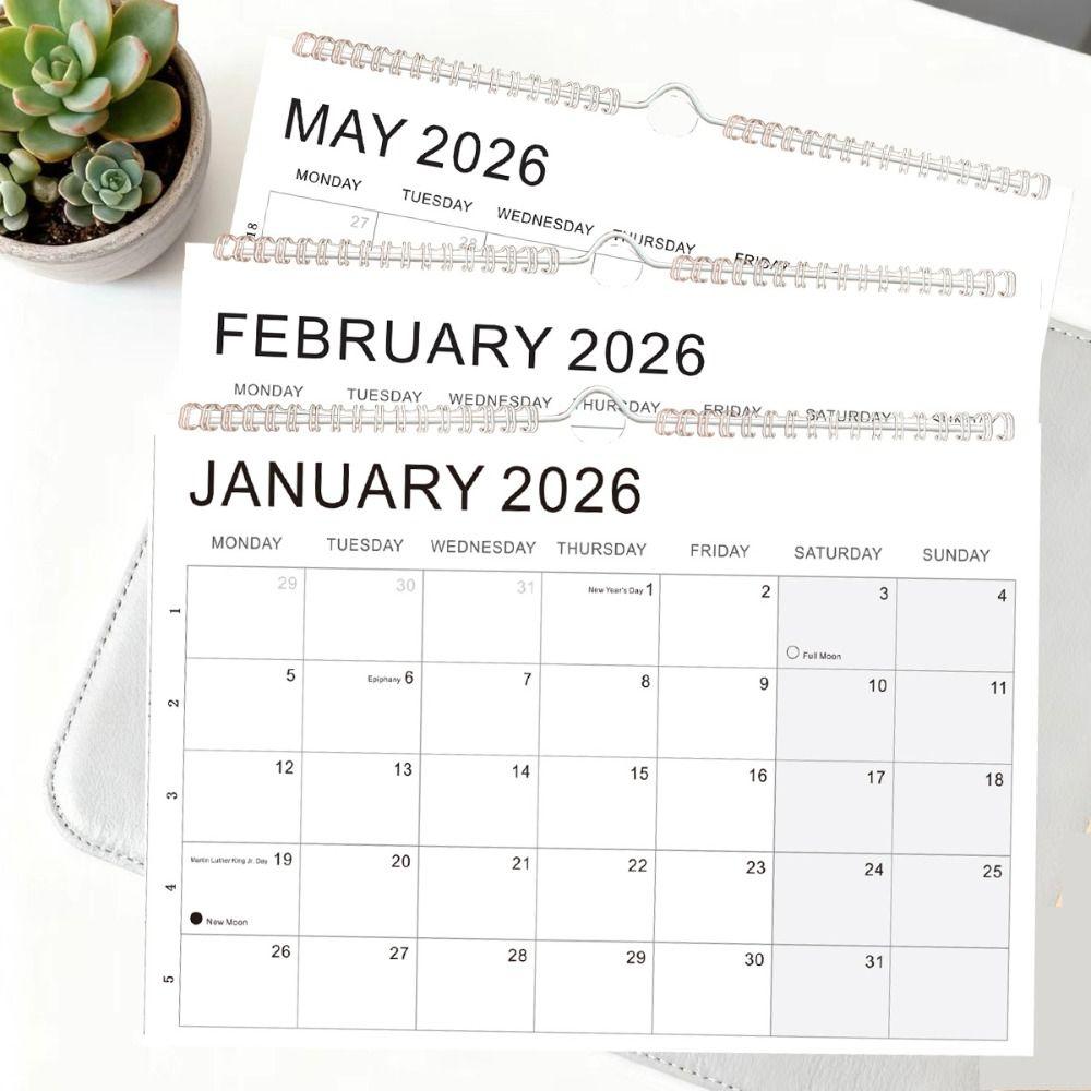 Новый Ян. 2026 - Июнь. 2027 2026 Календарь Плотная Бумага с Крючком Настенный Календарь Праздники Отмечены Ежедневный Учебный Подвесной Календарь Офис
