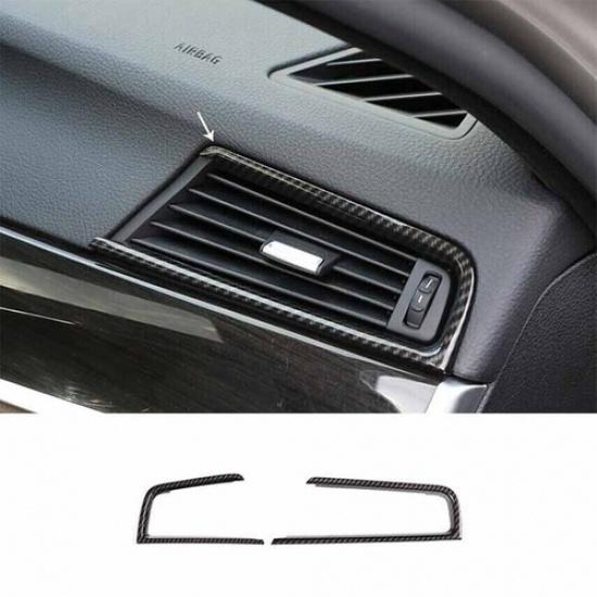 Carbon Fiber Console L&R Air Outlet Vent Cover Trim Fit For BMW 5 Series 2011-17