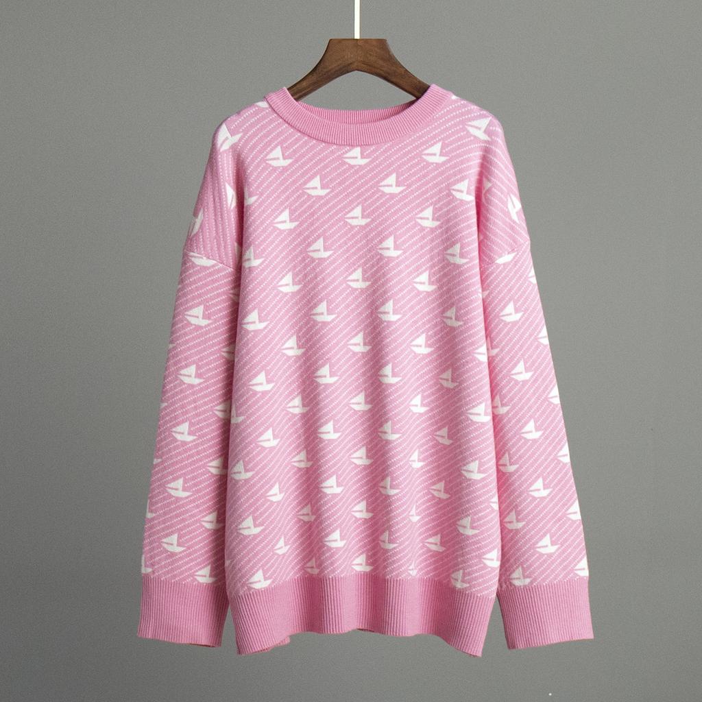 Женские свитера осень-зима свободные объемные вязаные свитера-пуловеры повседневные топы с длинным рукавом и круглым вырезом легкие свободные милые свитера для женщин