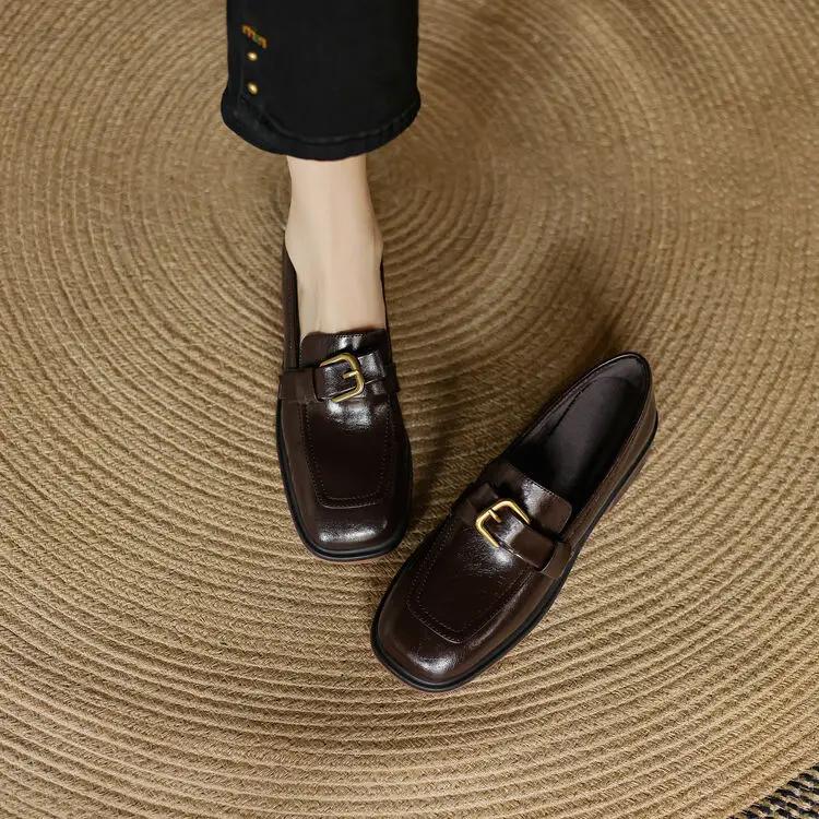 Модные новые осенне-зимние женские туфли-лодочки из спилковой кожи для женщин, французский квадратный носок, лоферы, zapatos mujer, массивные каблуки, женская обувь