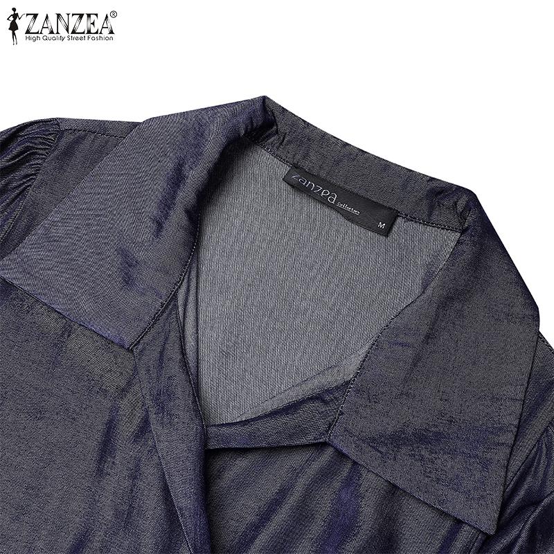 ZANZEA Women Turn Down Collar Loose Casual Long Sleeve Blouse