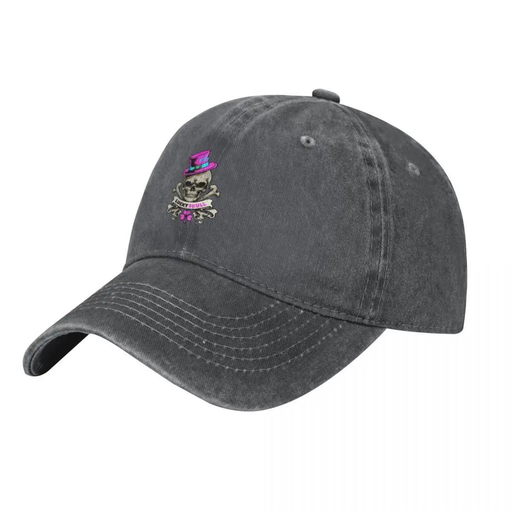 Lucky Skull With Shamrock and Pink Hat Baseball Cap Rave golf hat genuine sun caps Hat Unisex Luxury Unisex Hats Womens