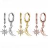 Асимметричные серьги с одним цирконием в форме звезды и луны Wild Ins Wind Jewelry