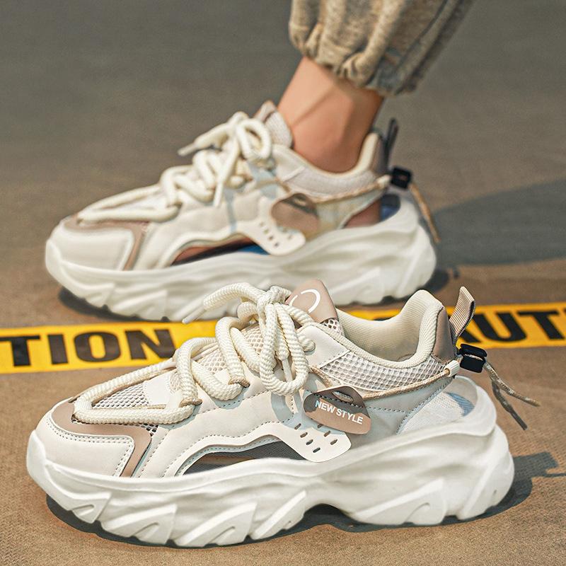 Men's shoes summer breathable casual running sports shoes platform heightening advanced sense versatile dad shoes