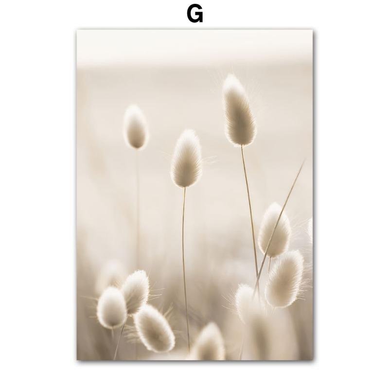 Бежевый Камыш из Морской Травы Одуванчик Линейные Фигуры Настенное Искусство Холст Живопись Постеры и Принты Картинки для Отеля Бара для Декора Гостиной