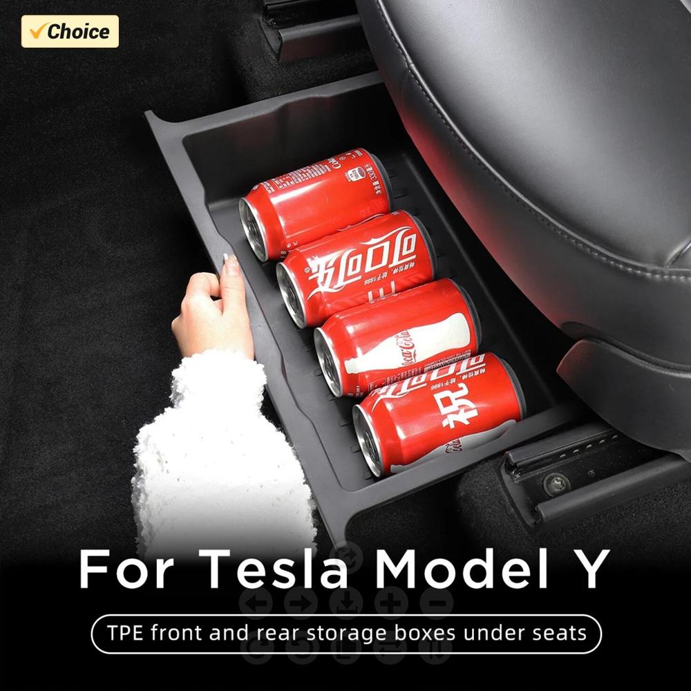 Пластиковый контейнер для хранения под сиденьем из ТПЭ для Tesla Model Y Juniper 2026 Органайзер для центральной консоли Контейнер Сумка для заднего сиденья Поддон для мусора Аксессуары