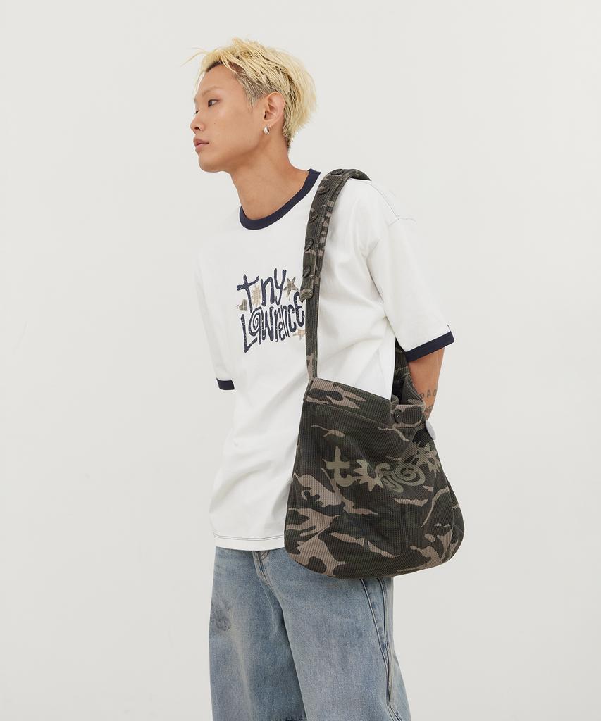 Футболка с аппликацией-надписью Ringer Off-White от Tonilolenseu