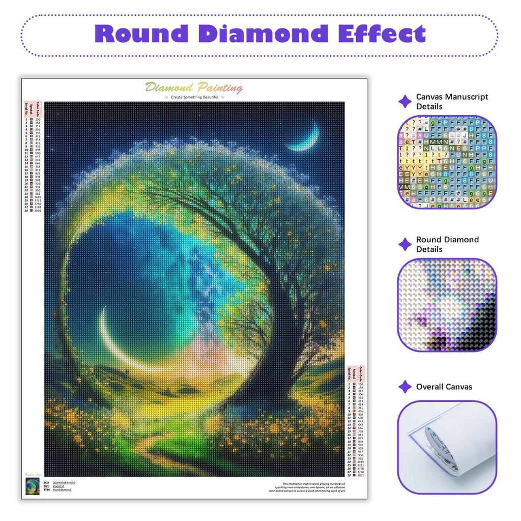 5D Diamond Painting Tree Landscape Handicraft Moon Mosaic Embroidery Art Rhinestone Home Decor 30x40cm/12x16inch