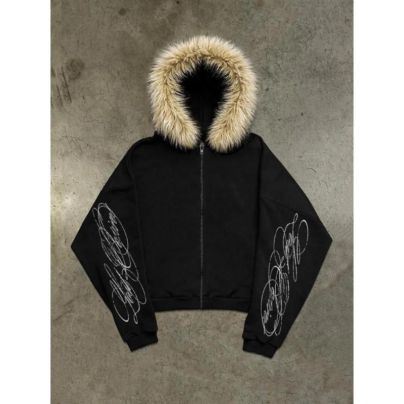 Oversized Hooded Sweatshirt Long Sleeve Graphic Print Streetwear Teens