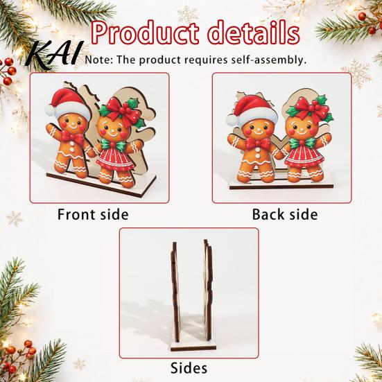 Decorative Paper Holder Wooden Christmas Napkin Holder, Cute Gingerbread Elk Santa Standing Tissue Dispenser, Stable Rack Farmhouse Cocktail Serviette