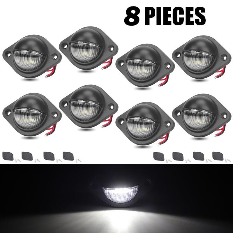 12V 24V LED Half-circle License Plate Light White Red Rear Driving Number Plate Lamp for Truck Trailer ATV Lorry Car Bus Van RV