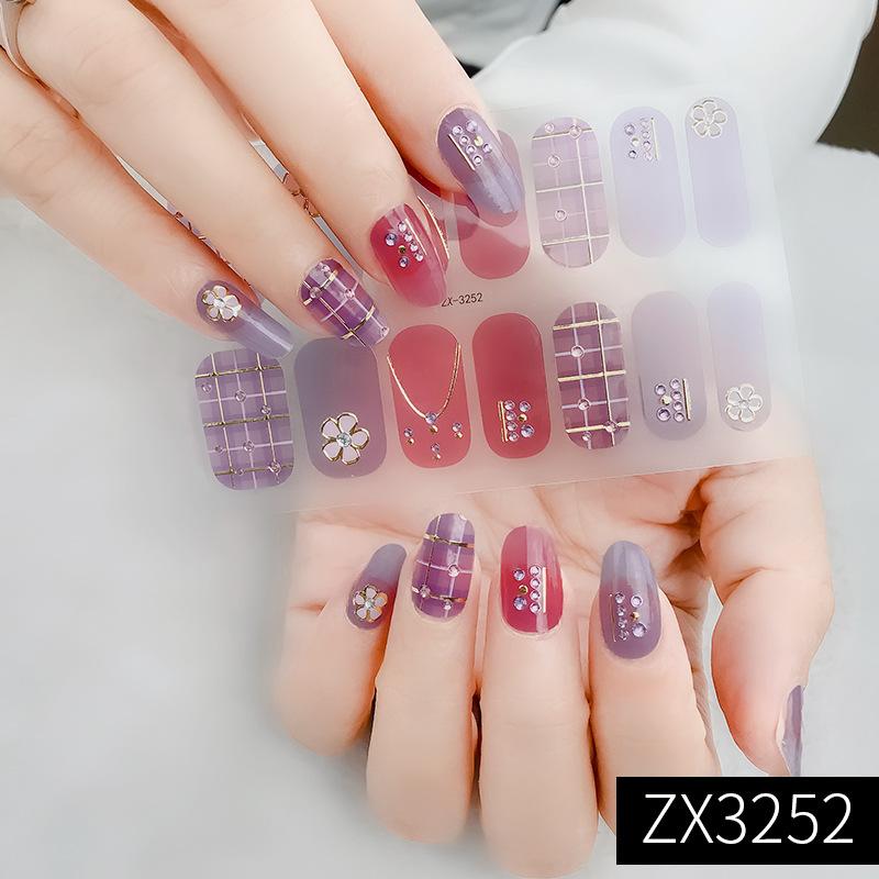ZX 3D Waterproof No-Cure Gel Nail Wraps, Full Cover Minimalist Luxury Style Nail Stickers, Nail Patch Films