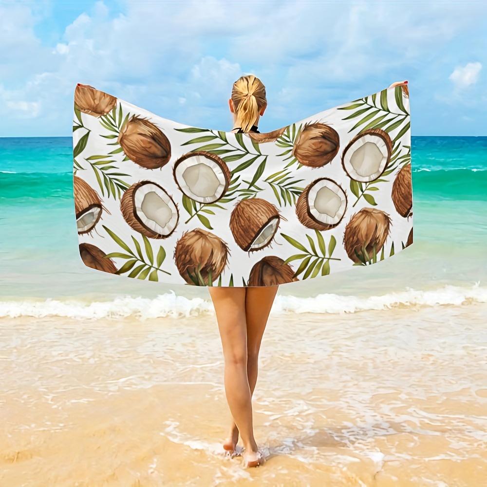 Coconut Palm Leaves Beach Towel, Soft Bath Towel Quick Dry Absorbent Microfiber for Swimming Travel Holiday Must Have