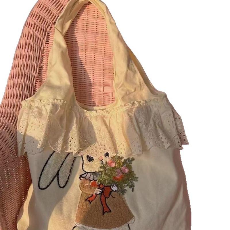 Сумка на одно плечо с кружевной отделкой, большая вместимость, студенческая классная сумка